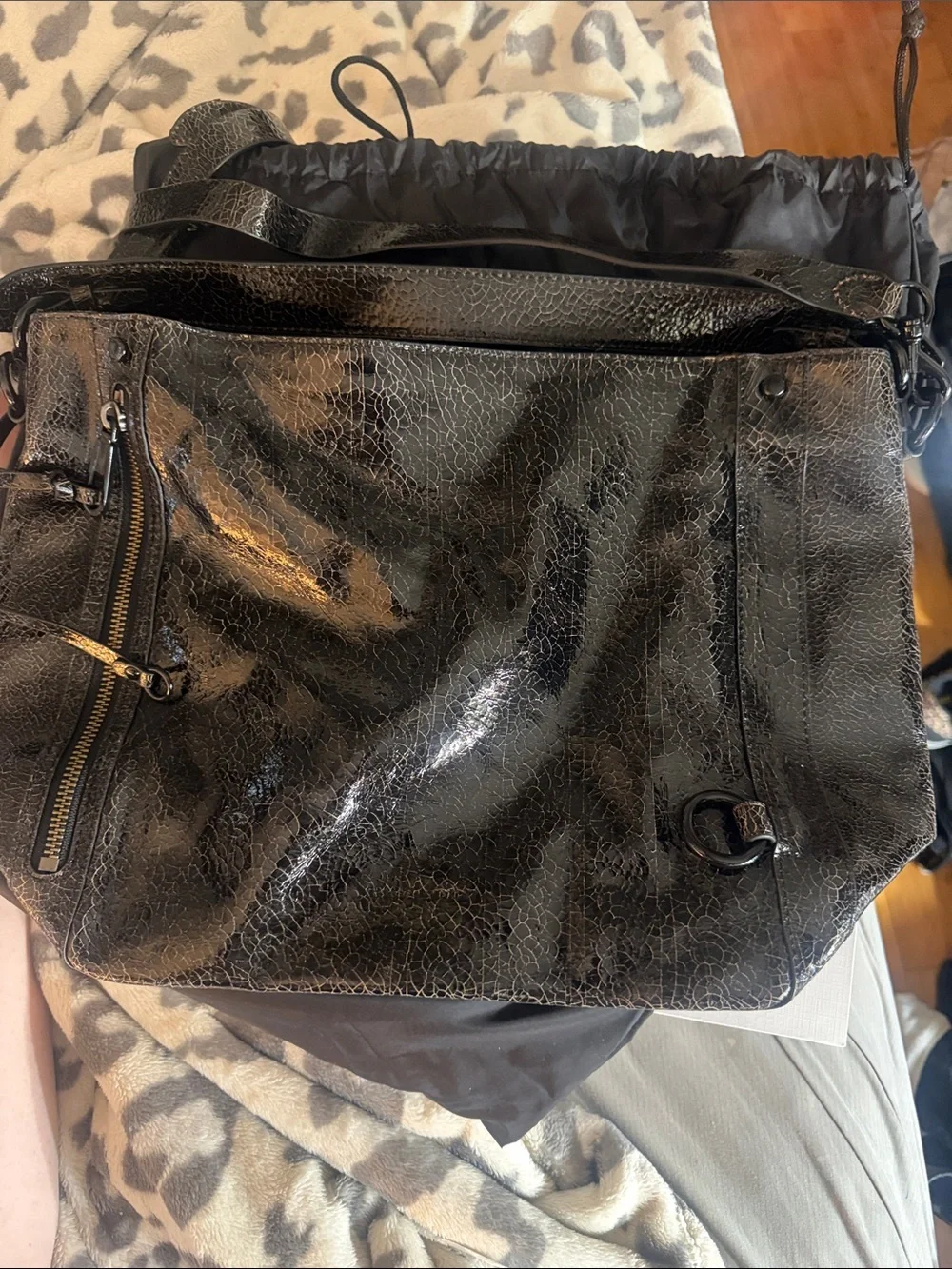 Rebecca Minkoff MAB Hobo Black Cognac Leather Bag NWT $428